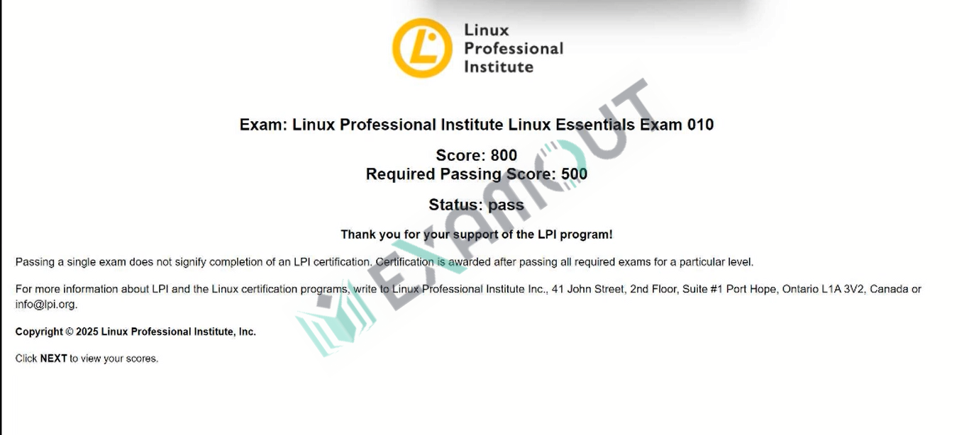 LPI Linux Essentials 010-160 passing exam report 1