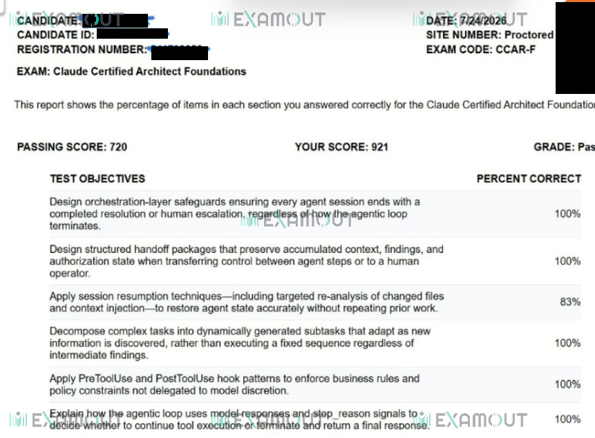 Claude Certified Architect CCAR-F passing exam report 1