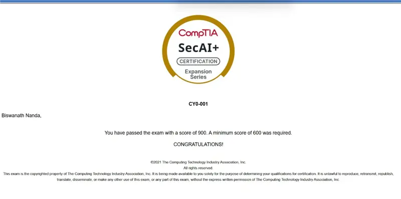 CompTIA SecAI+ CY0-001 passing exam report 1