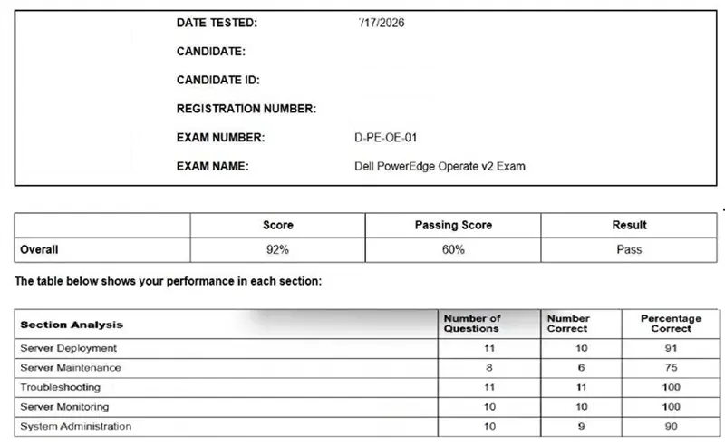 DECA-PowerEdge D-PE-OE-01 passing exam report 1