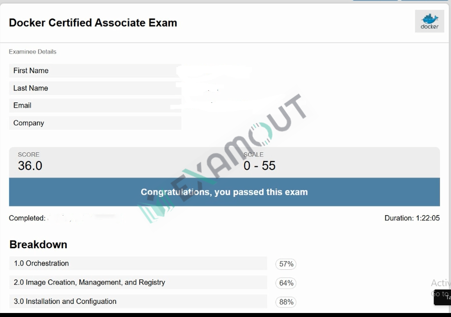 Docker Certified Associate DCA passing exam report 1