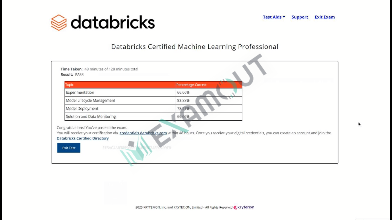 ML Data Scientist Databricks-Machine-Learning-Professional passing exam report 1