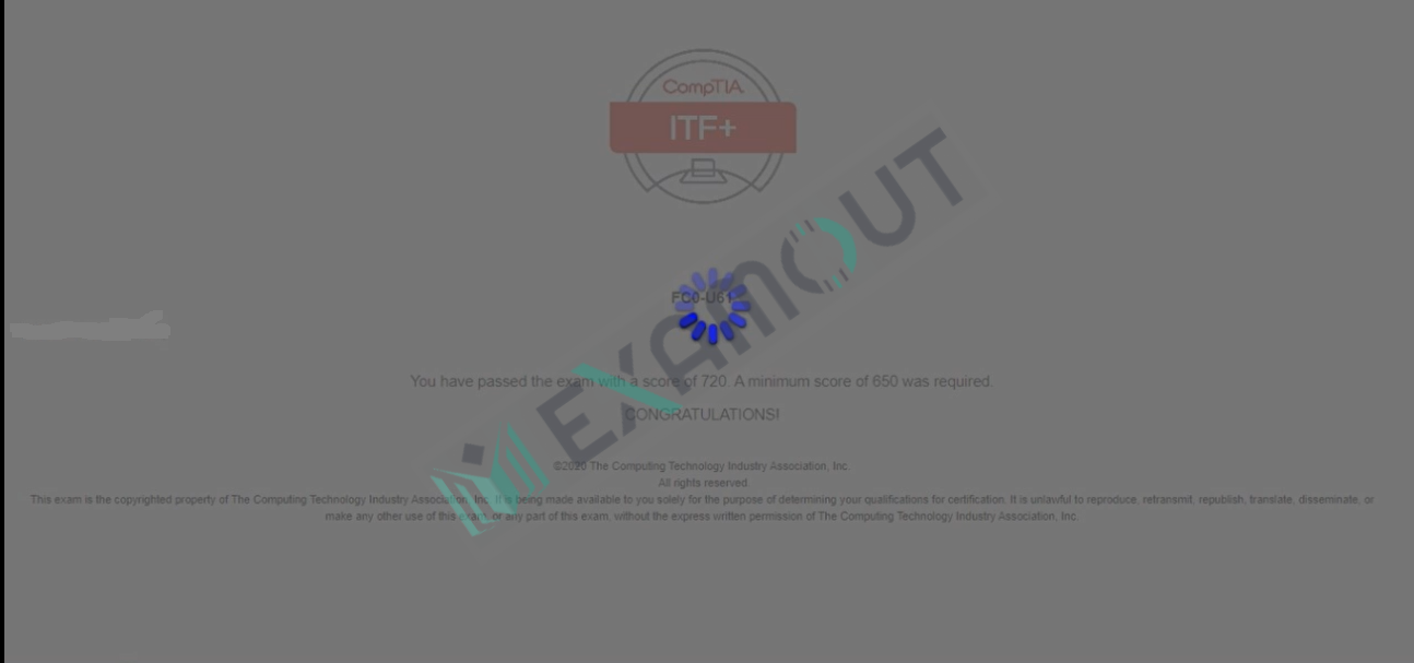 IT Fundamentals FC0-U61 passing exam report 1