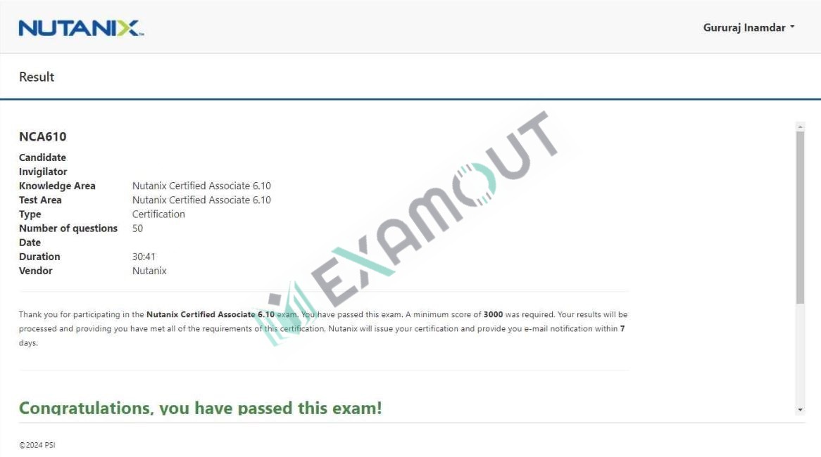 Nutanix Certified Associate (NCA) NCA-6.10 passing exam report 1