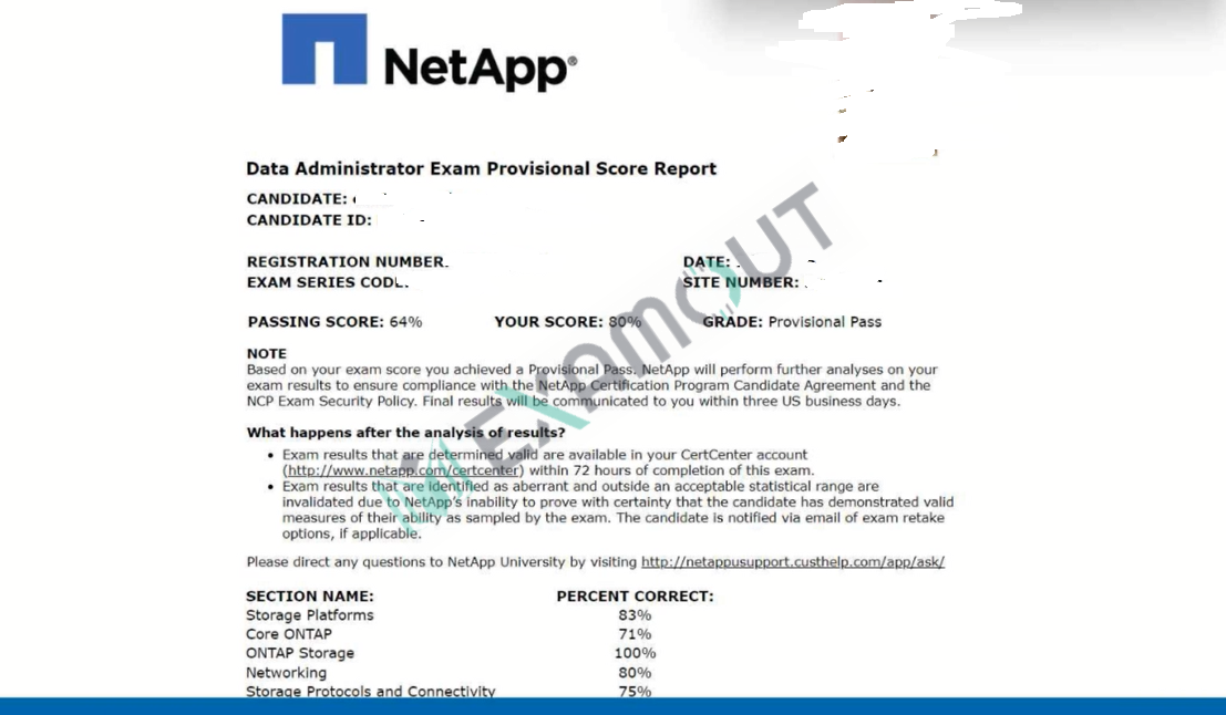 Certified Data Administrator (NCDA) NS0-162 passing exam report 1