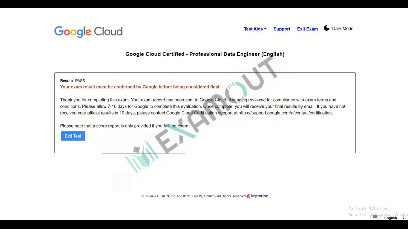 Google Cloud Certified Professional-Data-Engineer passing exam report 2