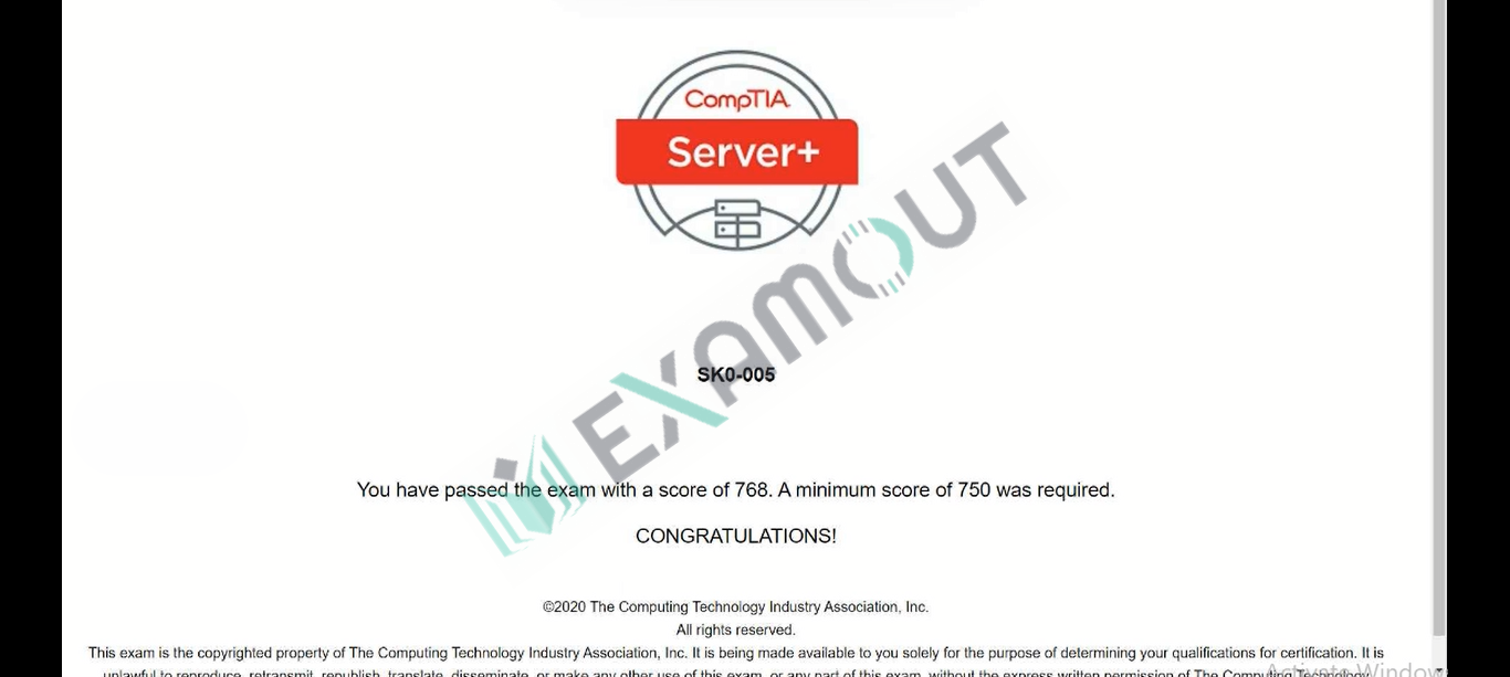CompTIA Server+ SK0-005 passing exam report 2