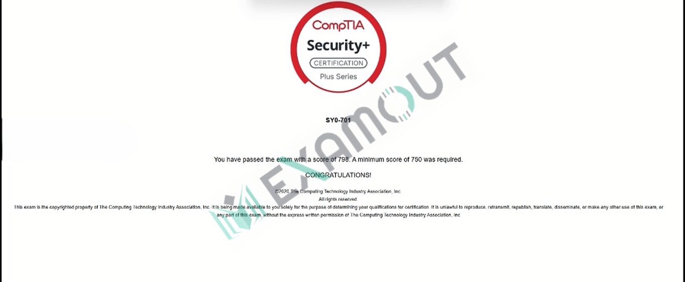 CompTIA Security+ SY0-701 passing exam report 3