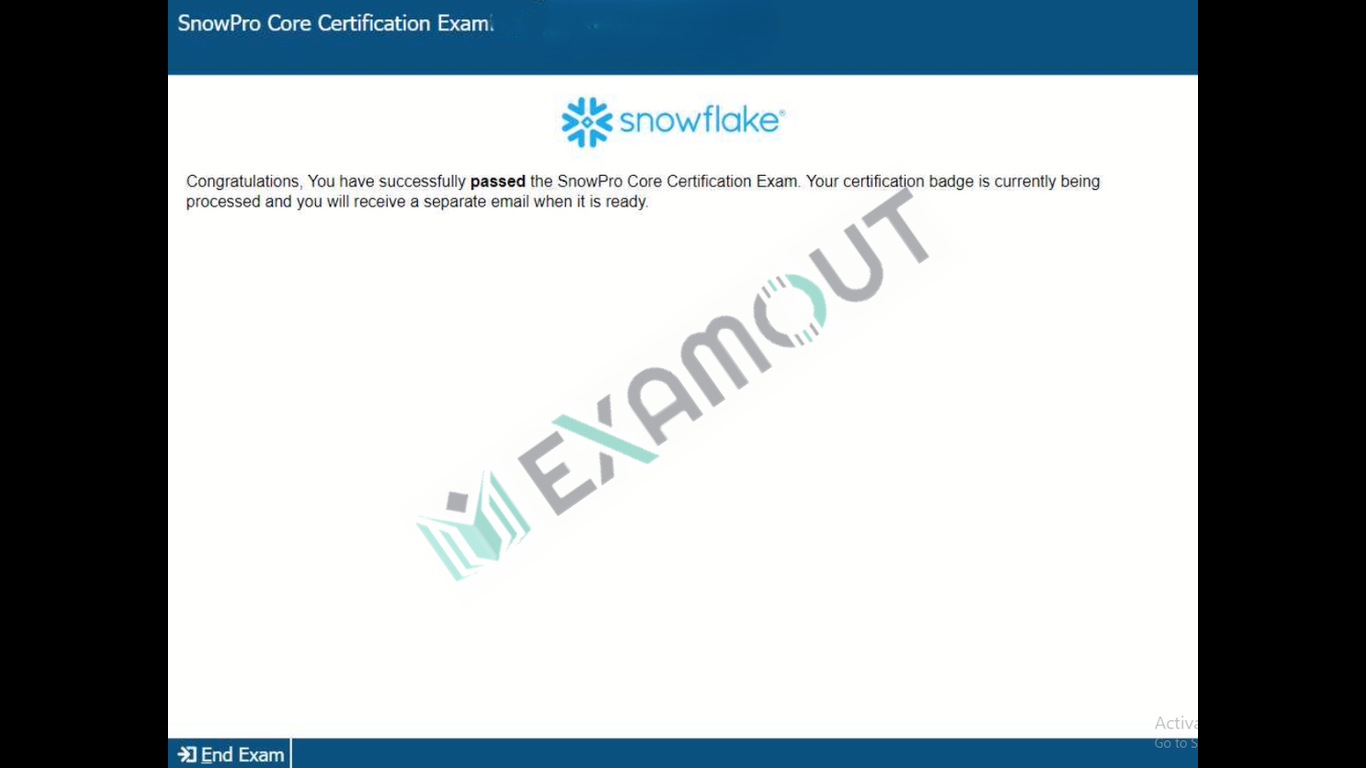 SnowPro Core Certification SnowPro-Core passing exam report 3