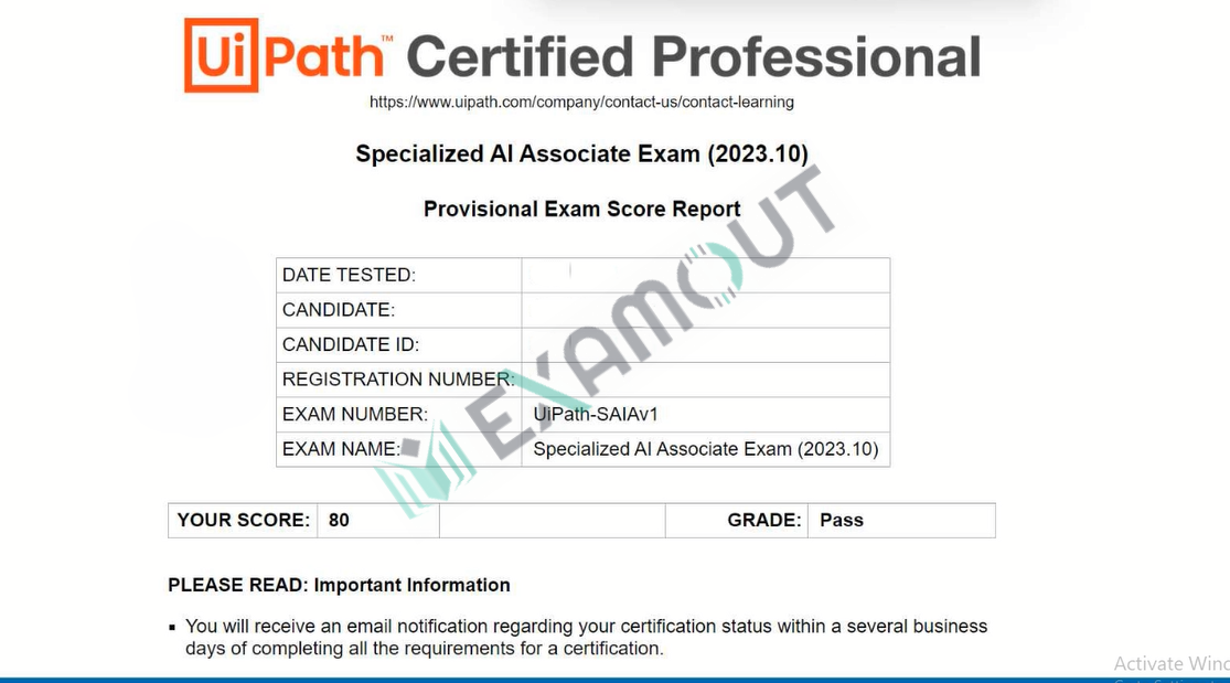 UiPath Specialized AI Associate UiPath-SAIAv1 passing exam report 1